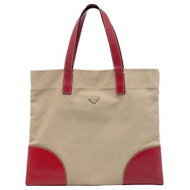 Sac cabas Prada en Canapa avec garnitures en Cinghiale marron Marron