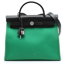 Borsa Hermès Toile Herbag Zip 31 Nera Nero