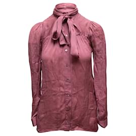 Pink Gucci SIlk Pussy Bow Button-Up Blouse Size IT 36 Pink