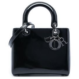 Bolso Lady Dior Medium de charol negro Negro