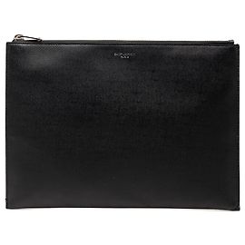 Clutch com zíper em couro grain de poudre preto Saint Laurent Preto