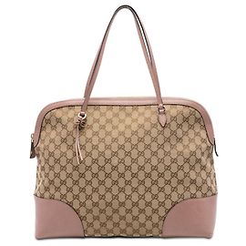 Beige Gucci Large GG Canvas Bree Dome Tote Beige