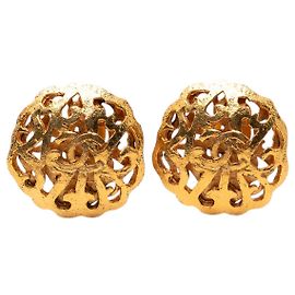 Boucles d'oreilles clips Chanel CC plaquées or Doré