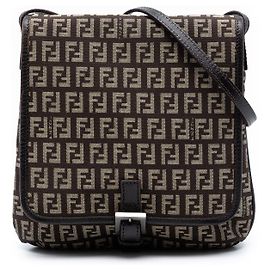 Bolsa transversal Fendi Zucchino em canvas marrom Marrom