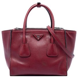 Bolso satchel de piel de becerro glacada roja Prada Roja
