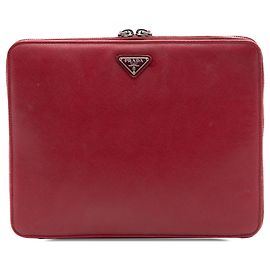 Red Prada Saffiano Zip Around iPad Case Clutch Bag Red