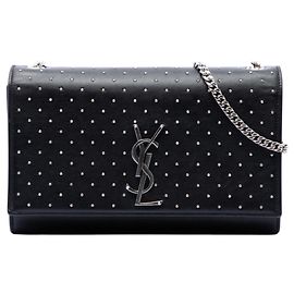 Borsa a tracolla Kate monogrammata in pelle di vitello borchiata nera Saint Laurent Medium Nero