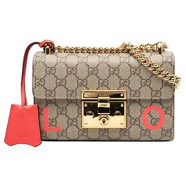 Bolsa tiracolo e de ombro Gucci Small GG Supreme Love Padlock bege Bege