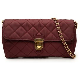 Borsa a tracolla in tessuto Impuntu Prada bordeaux Bordò