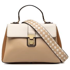 Bolsa Bottega Veneta Small Tricolor Nappa Piazza Bege com alça de mão Bege