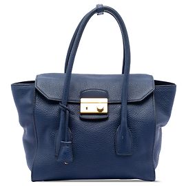 Sac à main Blue Prada Vitello Daino Sound Lock Bleu