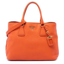 Sac cabas convertible ouvert Prada Vitello Daino Orange Orange