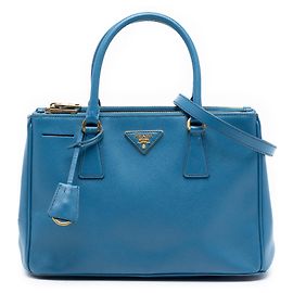 Borsa Prada Small Saffiano Lux Galleria Double Zip blu Blu