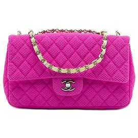 Bolsa de Ombro Chanel Medium Classic Mesh Single Flap Rosa Rosa