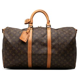 Borsa da viaggio Louis Vuitton Monogram Keepall Bandouliere 50 Marrone Marrone