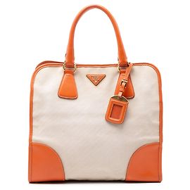 Bolsa Prada Saffiano Trimmed Canvas Canapa bege Bege