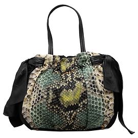 Bolsa Prada Tessuto com estampa de píton e laço preta Preto