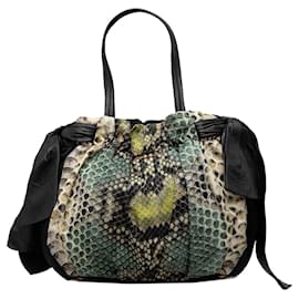 Sac à main Prada Tessuto imprimé python avec nœud noir Noir