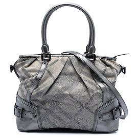 Bolso satchel Burberry Silver Glitter Smoke Check Canvas Check Plata