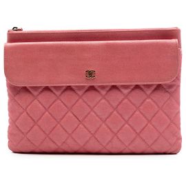Necessaire e Clutch Chanel Medium Iridescent Quilted Caviar Rosa Rosa
