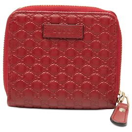 Red Gucci Microguccissima Zip Around Small Wallet Red