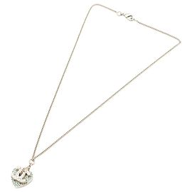 Collana con pendente logo CC e cuore in strass placcato oro Chanel Gold D'oro