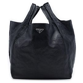 Tote em napa amassada preto Prada Preto