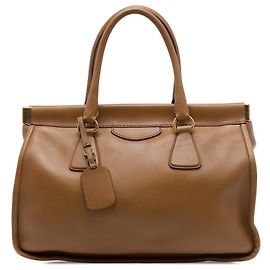 Bolsa Tote Prada City em couro de vitelo marrom com alça superior Marrom