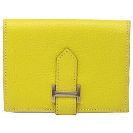 Yellow Hermès Epsom Bearn Card Case Yellow