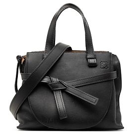 Borsa nera LOEWE Small Leather Gate Top Handle Bag Satchel Nero