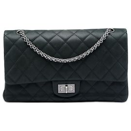 Borsa a Spalla Chanel Quilted Iridescent Lambskin Reissue 2.55 Bijoux Chain Double Flap 227 Nero