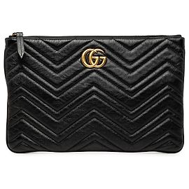 Black Gucci GG Marmont Matelasse Leather Clutch Black