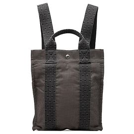 Mochila Hermès Herline PM em lona cinza Cinza