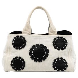 Cabas Prada en toile Canapa Mistolino marron Marron
