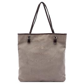 Tote de lona Canapa marrom com logotipo Prada Marrom