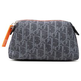 Blue Dior Oblique Denim Flight Cosmetic Pouch Blue