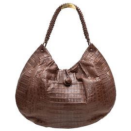 Bolsa Hobo de crocodilo marrom Nancy Gonzalez Marrom