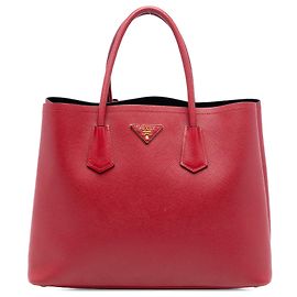 Sac Double Saffiano Cuir Prada Rouge Medium Rouge