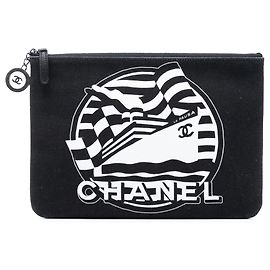 Clutch Chanel Medium Canvas La Pausa Zip O Case Nera Nero