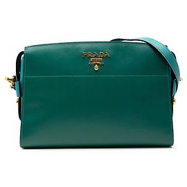 Bolsa transversal Esplanade Bicolor Saffiano Vernice verde Prada Verde