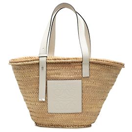 Cabas LOEWE Medium Raffia Anagram Basket blanc Blanc