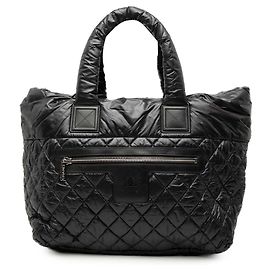 Sac cabas réversible Coco Cocoon en nylon matelassé Medium noir Chanel Noir