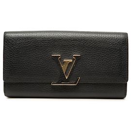 Black Louis Vuitton Taurillon Capucines Long Wallet Black