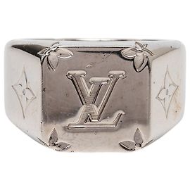 Silver Louis Vuitton Brass Monogram Signet Ring M Silvery