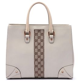 Tote Nailhead em couro de vitelo e canvas GG branco Gucci Branco