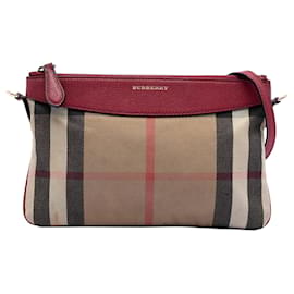 Burberry House Check Canvas Derby Peyton Crossbody Umhängetasche in Tan Kamel