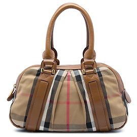 Brown Burberry House Check Canvas Ashbury Knight Handbag Brown