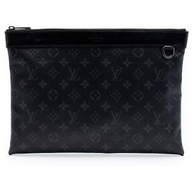 Black Louis Vuitton Monogram Eclipse Discovery Pochette GM Clutch Bag Black