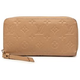 Louis Vuitton Monogram Empreinte Zippy Wallet Lange Geldbörsen Tan Kamel