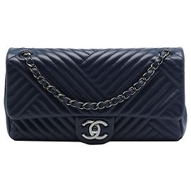 Bolsa Transversal Chanel Medium Lambskin CC Crossing Flap Azul Azul